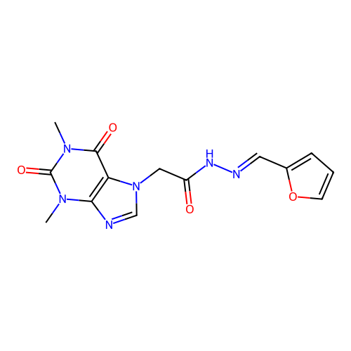 (1,3-Dimethyl-2,6-dioxo-1,2,3,6-tetrahydro-purin-7-yl)-acetic acid [1-furan-2-yl-meth-(E)-ylidene]-hydrazide structure