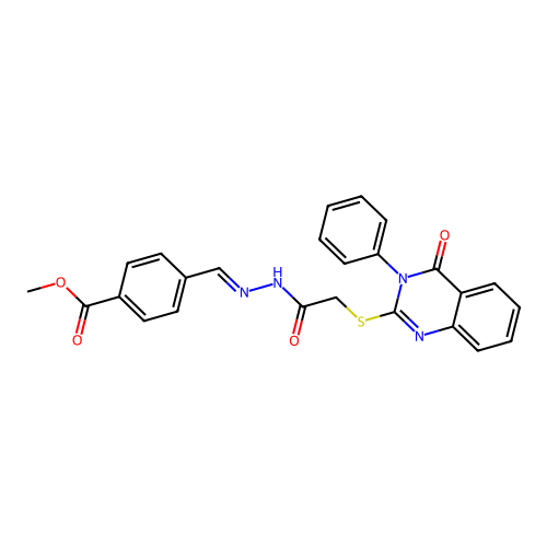 ME 4(2(((4-OXO-3-PH-3,4-DIHYDRO-2-QUINAZOLINYL)THIO)AC)CARBOHYDRAZONOYL)BENZOATE structure