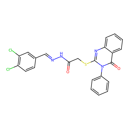 (E)-N'-(3,4-dichlorobenzylidene)-2-((4-oxo-3-phenyl-3,4-dihydroquinazolin-2-yl)thio)acetohydrazide structure