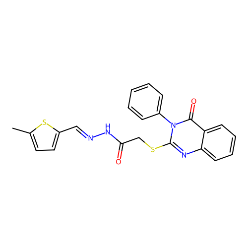(E)-N'-((5-methylthiophen-2-yl)methylene)-2-((4-oxo-3-phenyl-3,4-dihydroquinazolin-2-yl)thio)acetohydrazide structure