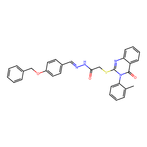 (E)-N'-(4-(benzyloxy)benzylidene)-2-((4-oxo-3-(o-tolyl)-3,4-dihydroquinazolin-2-yl)thio)acetohydrazide structure