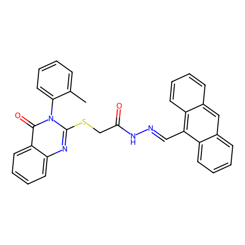 (E)-N'-(anthracen-9-ylmethylene)-2-((4-oxo-3-(o-tolyl)-3,4-dihydroquinazolin-2-yl)thio)acetohydrazide structure