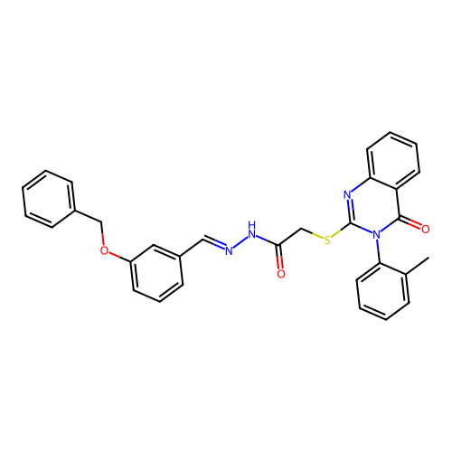 (E)-N'-(3-(benzyloxy)benzylidene)-2-((4-oxo-3-(o-tolyl)-3,4-dihydroquinazolin-2-yl)thio)acetohydrazide structure