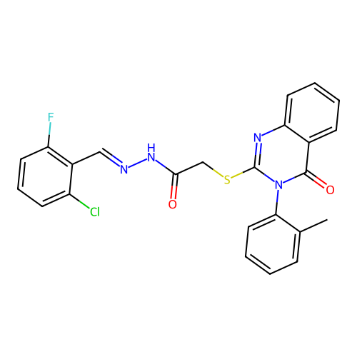 (E)-N'-(2-chloro-6-fluorobenzylidene)-2-((4-oxo-3-(o-tolyl)-3,4-dihydroquinazolin-2-yl)thio)acetohydrazide structure