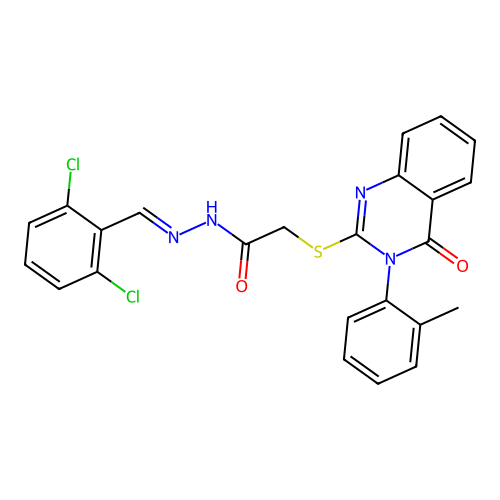 (E)-N'-(2,6-dichlorobenzylidene)-2-((4-oxo-3-(o-tolyl)-3,4-dihydroquinazolin-2-yl)thio)acetohydrazide structure