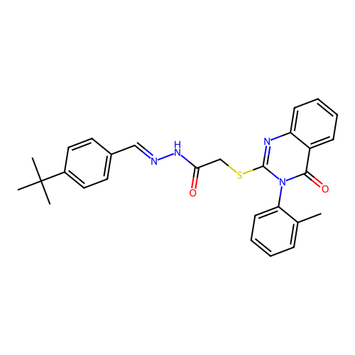 (E)-N'-(4-(tert-butyl)benzylidene)-2-((4-oxo-3-(o-tolyl)-3,4-dihydroquinazolin-2-yl)thio)acetohydrazide structure
