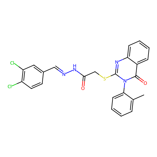 (E)-N'-(3,4-dichlorobenzylidene)-2-((4-oxo-3-(o-tolyl)-3,4-dihydroquinazolin-2-yl)thio)acetohydrazide structure
