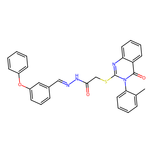 (E)-2-((4-oxo-3-(o-tolyl)-3,4-dihydroquinazolin-2-yl)thio)-N'-(3-phenoxybenzylidene)acetohydrazide structure