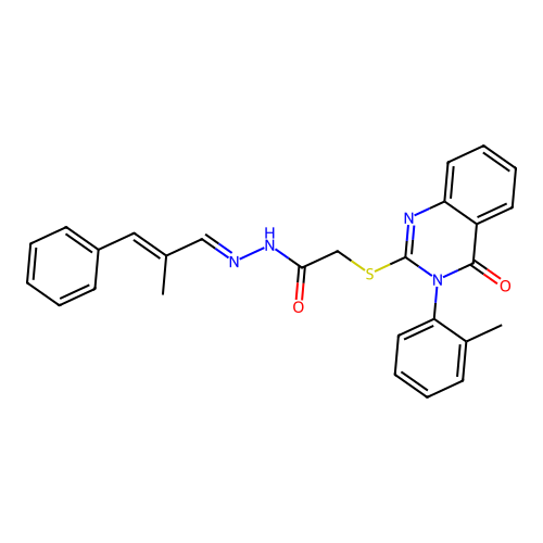 (E)-N'-((E)-2-methyl-3-phenylallylidene)-2-((4-oxo-3-(o-tolyl)-3,4-dihydroquinazolin-2-yl)thio)acetohydrazide structure