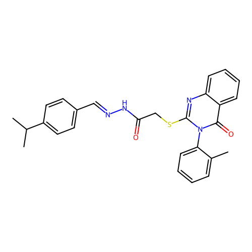(E)-N'-(4-isopropylbenzylidene)-2-((4-oxo-3-(o-tolyl)-3,4-dihydroquinazolin-2-yl)thio)acetohydrazide structure