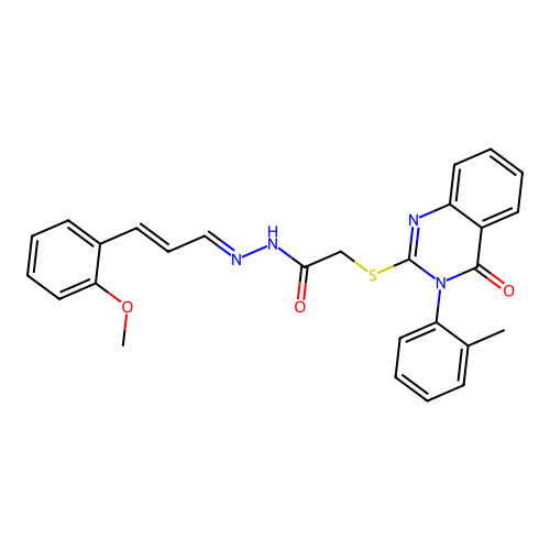 (E)-N'-((E)-3-(2-methoxyphenyl)allylidene)-2-((4-oxo-3-(o-tolyl)-3,4-dihydroquinazolin-2-yl)thio)acetohydrazide structure