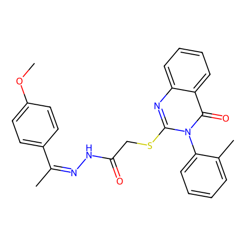 (Z)-N'-(1-(4-methoxyphenyl)ethylidene)-2-((4-oxo-3-(o-tolyl)-3,4-dihydroquinazolin-2-yl)thio)acetohydrazide structure