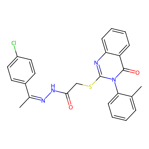 (Z)-N'-(1-(4-chlorophenyl)ethylidene)-2-((4-oxo-3-(o-tolyl)-3,4-dihydroquinazolin-2-yl)thio)acetohydrazide structure