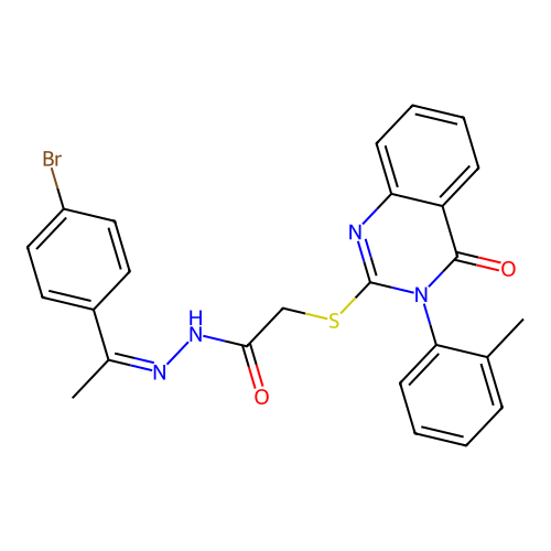 (Z)-N'-(1-(4-bromophenyl)ethylidene)-2-((4-oxo-3-(o-tolyl)-3,4-dihydroquinazolin-2-yl)thio)acetohydrazide structure