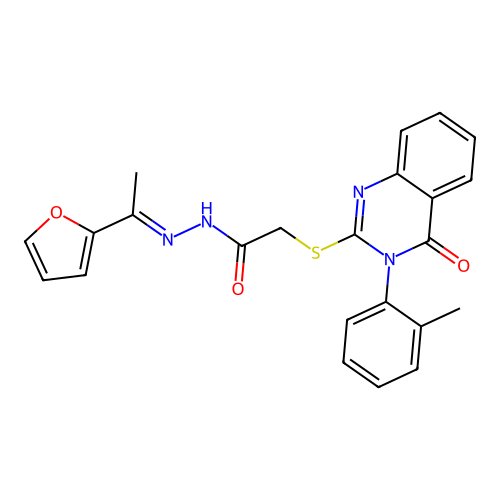 (E)-N'-(1-(furan-2-yl)ethylidene)-2-((4-oxo-3-(o-tolyl)-3,4-dihydroquinazolin-2-yl)thio)acetohydrazide structure