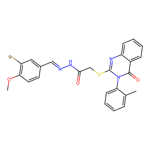 (E)-N'-(3-bromo-4-methoxybenzylidene)-2-((4-oxo-3-(o-tolyl)-3,4-dihydroquinazolin-2-yl)thio)acetohydrazide structure