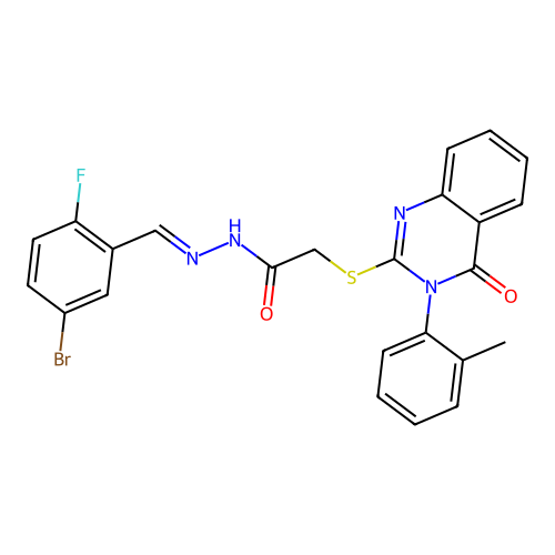 (E)-N'-(5-bromo-2-fluorobenzylidene)-2-((4-oxo-3-(o-tolyl)-3,4-dihydroquinazolin-2-yl)thio)acetohydrazide structure