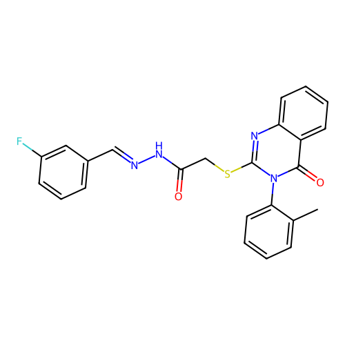 (E)-N'-(3-fluorobenzylidene)-2-((4-oxo-3-(o-tolyl)-3,4-dihydroquinazolin-2-yl)thio)acetohydrazide structure