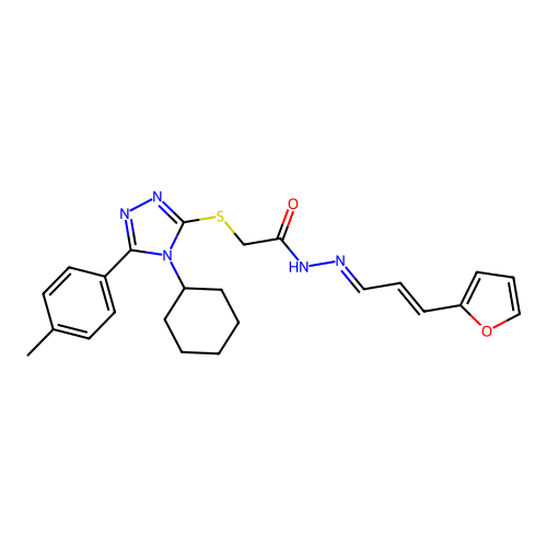 (E)-2-((4-cyclohexyl-5-(p-tolyl)-4H-1,2,4-triazol-3-yl)thio)-N'-((E)-3-(furan-2-yl)allylidene)acetohydrazide structure