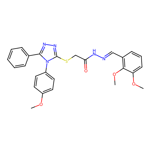 (E)-N'-(2,3-dimethoxybenzylidene)-2-((4-(4-methoxyphenyl)-5-phenyl-4H-1,2,4-triazol-3-yl)thio)acetohydrazide structure