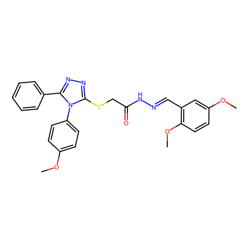 (E)-N'-(2,5-dimethoxybenzylidene)-2-((4-(4-methoxyphenyl)-5-phenyl-4H-1,2,4-triazol-3-yl)thio)acetohydrazide structure