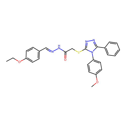 (E)-N'-(4-ethoxybenzylidene)-2-((4-(4-methoxyphenyl)-5-phenyl-4H-1,2,4-triazol-3-yl)thio)acetohydrazide structure