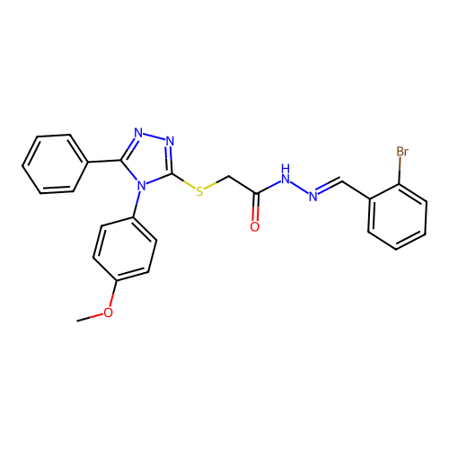 (E)-N'-(2-bromobenzylidene)-2-((4-(4-methoxyphenyl)-5-phenyl-4H-1,2,4-triazol-3-yl)thio)acetohydrazide structure