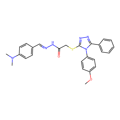 (E)-N'-(4-(dimethylamino)benzylidene)-2-((4-(4-methoxyphenyl)-5-phenyl-4H-1,2,4-triazol-3-yl)thio)acetohydrazide structure