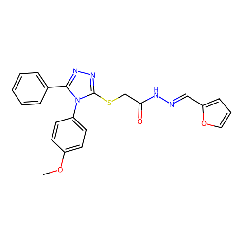 (E)-N'-(furan-2-ylmethylene)-2-((4-(4-methoxyphenyl)-5-phenyl-4H-1,2,4-triazol-3-yl)thio)acetohydrazide structure