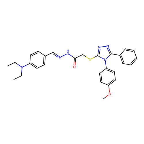 (E)-N'-(4-(diethylamino)benzylidene)-2-((4-(4-methoxyphenyl)-5-phenyl-4H-1,2,4-triazol-3-yl)thio)acetohydrazide structure