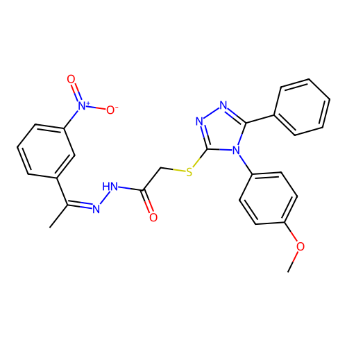 (Z)-2-((4-(4-methoxyphenyl)-5-phenyl-4H-1,2,4-triazol-3-yl)thio)-N'-(1-(3-nitrophenyl)ethylidene)acetohydrazide structure