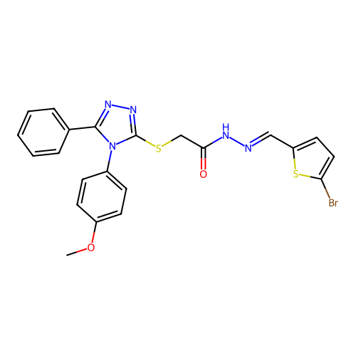 (E)-N'-((5-bromothiophen-2-yl)methylene)-2-((4-(4-methoxyphenyl)-5-phenyl-4H-1,2,4-triazol-3-yl)thio)acetohydrazide structure