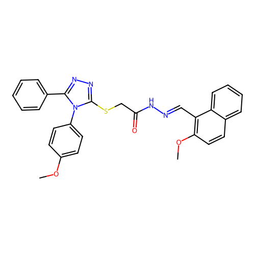 (E)-N'-((2-methoxynaphthalen-1-yl)methylene)-2-((4-(4-methoxyphenyl)-5-phenyl-4H-1,2,4-triazol-3-yl)thio)acetohydrazide structure
