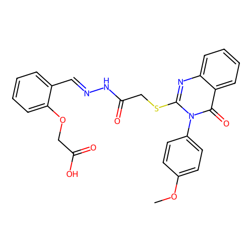 (2-{(E)-[2-({[3-(4-methoxyphenyl)-4-oxo-3,4-dihydroquinazolin-2-yl]sulfanyl}acetyl)hydrazinylidene]methyl}phenoxy)acetic acid structure