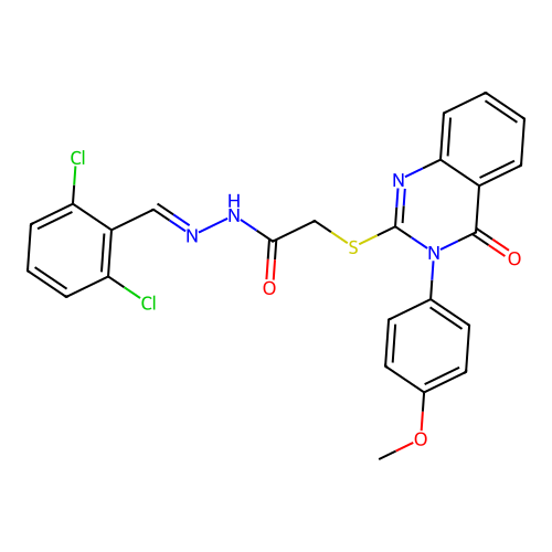 (E)-N'-(2,6-dichlorobenzylidene)-2-((3-(4-methoxyphenyl)-4-oxo-3,4-dihydroquinazolin-2-yl)thio)acetohydrazide structure