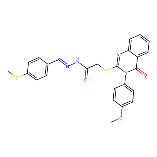 (E)-2-((3-(4-methoxyphenyl)-4-oxo-3,4-dihydroquinazolin-2-yl)thio)-N'-(4-(methylthio)benzylidene)acetohydrazide structure
