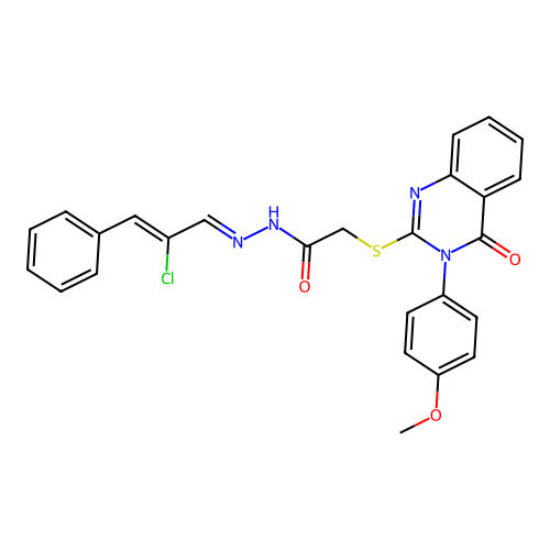 (E)-N'-((Z)-2-chloro-3-phenylallylidene)-2-((3-(4-methoxyphenyl)-4-oxo-3,4-dihydroquinazolin-2-yl)thio)acetohydrazide structure