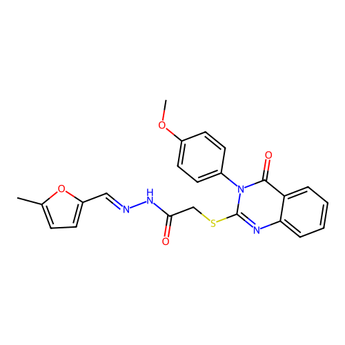 (E)-2-((3-(4-methoxyphenyl)-4-oxo-3,4-dihydroquinazolin-2-yl)thio)-N'-((5-methylfuran-2-yl)methylene)acetohydrazide structure