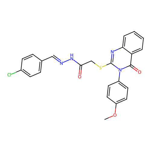 (E)-N'-(4-chlorobenzylidene)-2-((3-(4-methoxyphenyl)-4-oxo-3,4-dihydroquinazolin-2-yl)thio)acetohydrazide structure