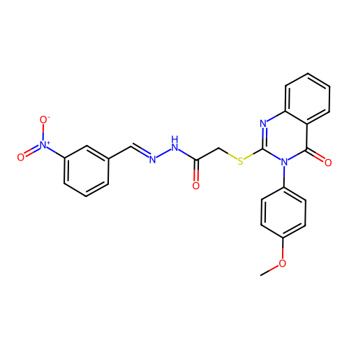 (E)-2-((3-(4-methoxyphenyl)-4-oxo-3,4-dihydroquinazolin-2-yl)thio)-N'-(3-nitrobenzylidene)acetohydrazide structure