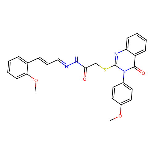 (E)-2-((3-(4-methoxyphenyl)-4-oxo-3,4-dihydroquinazolin-2-yl)thio)-N'-((E)-3-(2-methoxyphenyl)allylidene)acetohydrazide structure