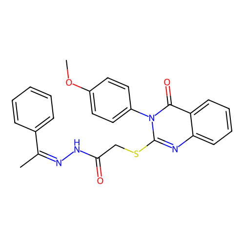 (Z)-2-((3-(4-methoxyphenyl)-4-oxo-3,4-dihydroquinazolin-2-yl)thio)-N'-(1-phenylethylidene)acetohydrazide structure