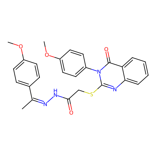 (Z)-2-((3-(4-methoxyphenyl)-4-oxo-3,4-dihydroquinazolin-2-yl)thio)-N'-(1-(4-methoxyphenyl)ethylidene)acetohydrazide structure