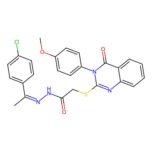 (Z)-N'-(1-(4-chlorophenyl)ethylidene)-2-((3-(4-methoxyphenyl)-4-oxo-3,4-dihydroquinazolin-2-yl)thio)acetohydrazide structure