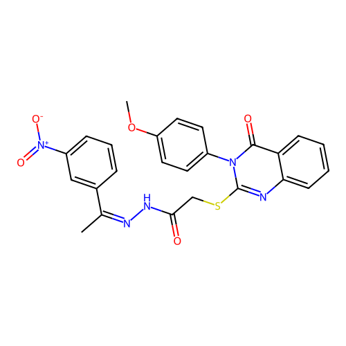 (Z)-2-((3-(4-methoxyphenyl)-4-oxo-3,4-dihydroquinazolin-2-yl)thio)-N'-(1-(3-nitrophenyl)ethylidene)acetohydrazide structure