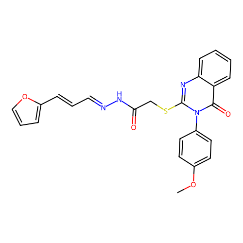 (E)-N'-((E)-3-(furan-2-yl)allylidene)-2-((3-(4-methoxyphenyl)-4-oxo-3,4-dihydroquinazolin-2-yl)thio)acetohydrazide structure