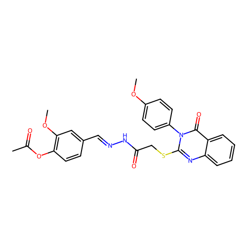 (E)-2-methoxy-4-((2-(2-((3-(4-methoxyphenyl)-4-oxo-3,4-dihydroquinazolin-2-yl)thio)acetyl)hydrazono)methyl)phenyl acetate structure