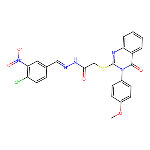 (E)-N'-(4-chloro-3-nitrobenzylidene)-2-((3-(4-methoxyphenyl)-4-oxo-3,4-dihydroquinazolin-2-yl)thio)acetohydrazide structure