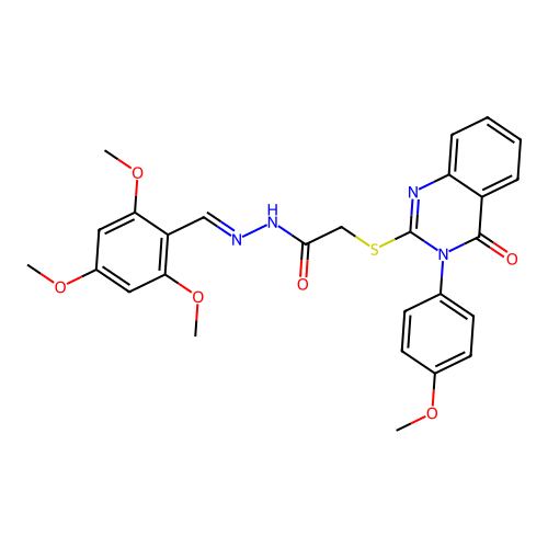 (E)-2-((3-(4-methoxyphenyl)-4-oxo-3,4-dihydroquinazolin-2-yl)thio)-N'-(2,4,6-trimethoxybenzylidene)acetohydrazide structure