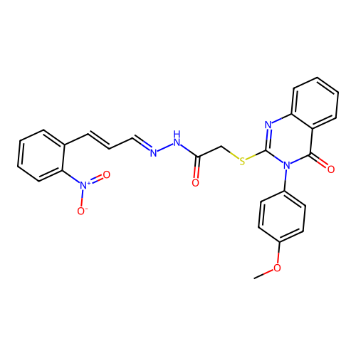 (E)-2-((3-(4-methoxyphenyl)-4-oxo-3,4-dihydroquinazolin-2-yl)thio)-N'-((E)-3-(2-nitrophenyl)allylidene)acetohydrazide structure